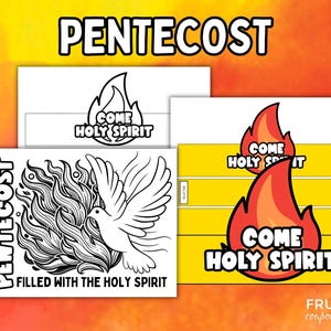 Pentecost Paper Crown Craft & Coloring Page for Kids, Pentecost Hat For Kids, Holy Spirit Coloring Pentecost Activity, Pentecost Headband