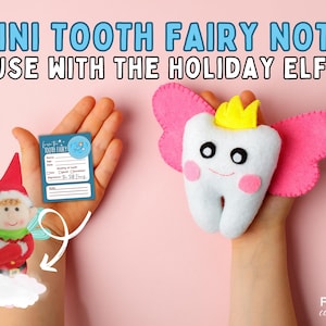 Carta del Hada de los Dientes con elfo navideño para usar durante todo el año, plantilla de recibo de Hada de los Dientes personalizada, 4 estilos + mini nota editable para todo el año