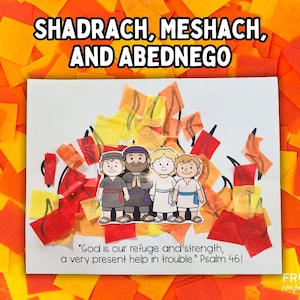 Shadrach Meshach Abednego Craft for Kids, Fiery Furnace Bible Activity, Daniel 3, Sunday School Activity Printable, Psalm 46:1 Bible Verse