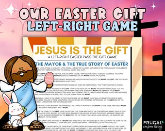 Christian Easter Right Left Game Printable, He is Risen Bible Story Left Right Story of Easter, Easter Activity Gift Exchange Games for Kids
