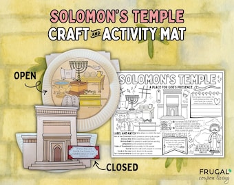 Solomon Builds the Temple Craft Paper Plate and Activity Sheet, 1 Kings 8:11 Old Testament Bible Story Psalm 127, Cut & Paste, Lift the Flap