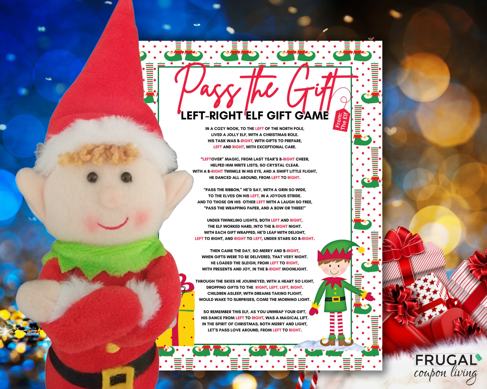 Christmas Elf Pass the Gift Game for Kids | Group Christmas Party Game |  Left Right Game Christmas | Pass the Parcel Gift Exchange Game - Etsy, image size:2000x1600