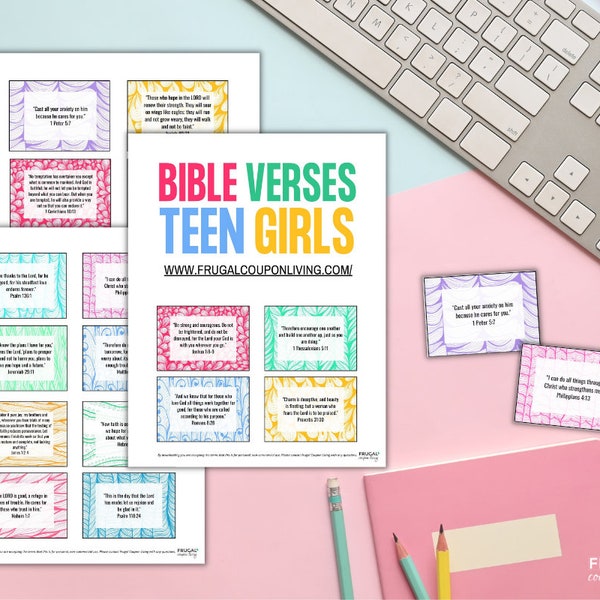 Bible Verse Cards for Teen Girls | 20 Bible Verse Printable | ESV + NIV Bible Scripture Cards Printable Set | Confirmation Gifts for Girls