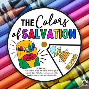 Gospel of Salvation Coloring Wheel, The Color Gospel Wheel Sunday School Craft for Kids, Children's Church Printable Bible Activity Lesson image 5