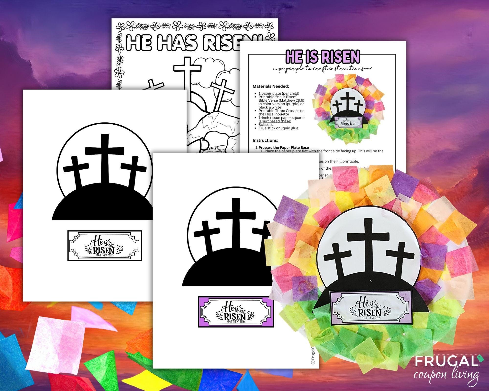 He is Risen Paper Plate Craft for Kids, Three Crosses Easter Bible ...