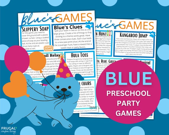 Blue Party Games for Toddlers 10 Blue Puppy Birthday Party Activities for  Kids and You Super Fun Preschool Party Games Printable 