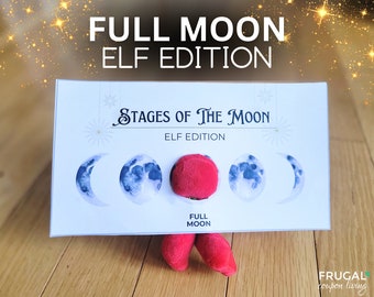 Elf Stages of the Moon Printable - Full Moon Elf Edition |  Christmas Elf Props Digital Download | Funny Elf Idea | Elf-Sized Elf Props PDF