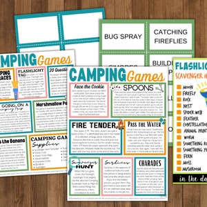 Camping Games Printable Directions & Supply List | 18 Fun Outdoor Games for Camping for the Family | Glamping Printables Digital Download