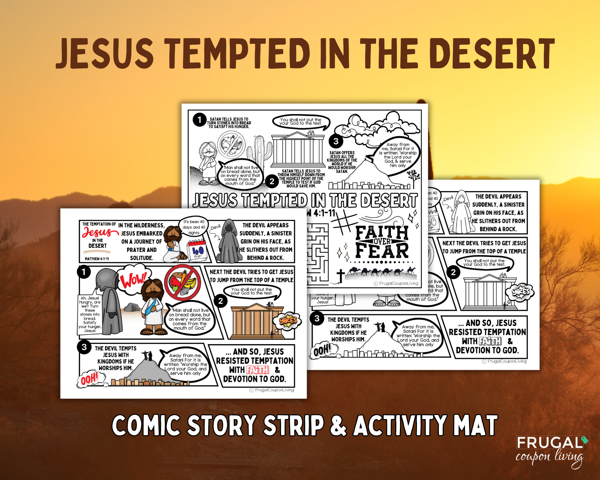 Jesus is Tempted in the Desert Activity Set, Matthew 4:1-11 Bible Story ...