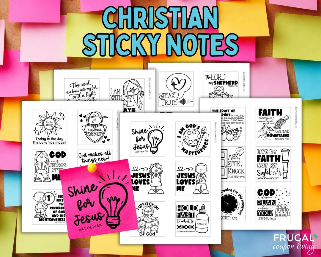 Christian Encouraging Sticky Notes for Kids, DIY Sticky Note Template ...