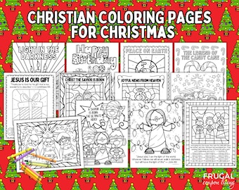 Christian Christmas Coloring Pages, Kids Christmas Sunday School Printable Coloring Sheets, Christmas Bible Verse Church Activity Sheets