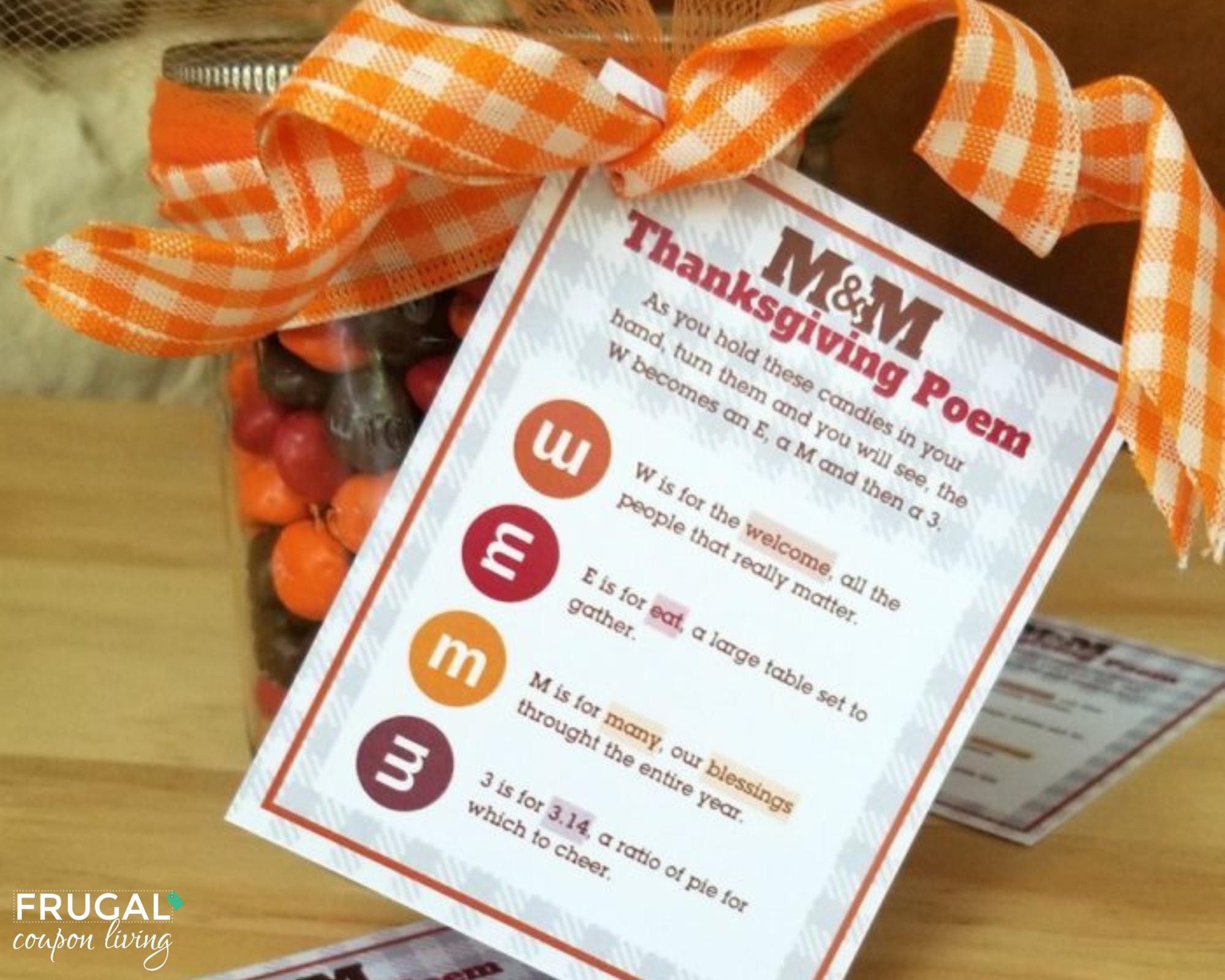 thanksgiving m&m gift tag, thanksgiving poem gift idea hostess