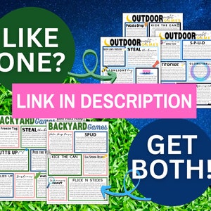 K&ouml;nnte beinhalten: Zwei druckbare Listen mit Outdoor-Spielen f&uuml;r Kinder. Die erste Liste tr&auml;gt den Titel "Backyard Games" und beinhaltet Spiele wie "TV Freeze Tag", "Steal the Bacon" und "Kick the Can". Die zweite Liste tr&auml;gt den Titel "Outdoor Night Games" und beinhaltet Spiele wie "Potato Drop", "Steal the Bacon" und "Fireflies".