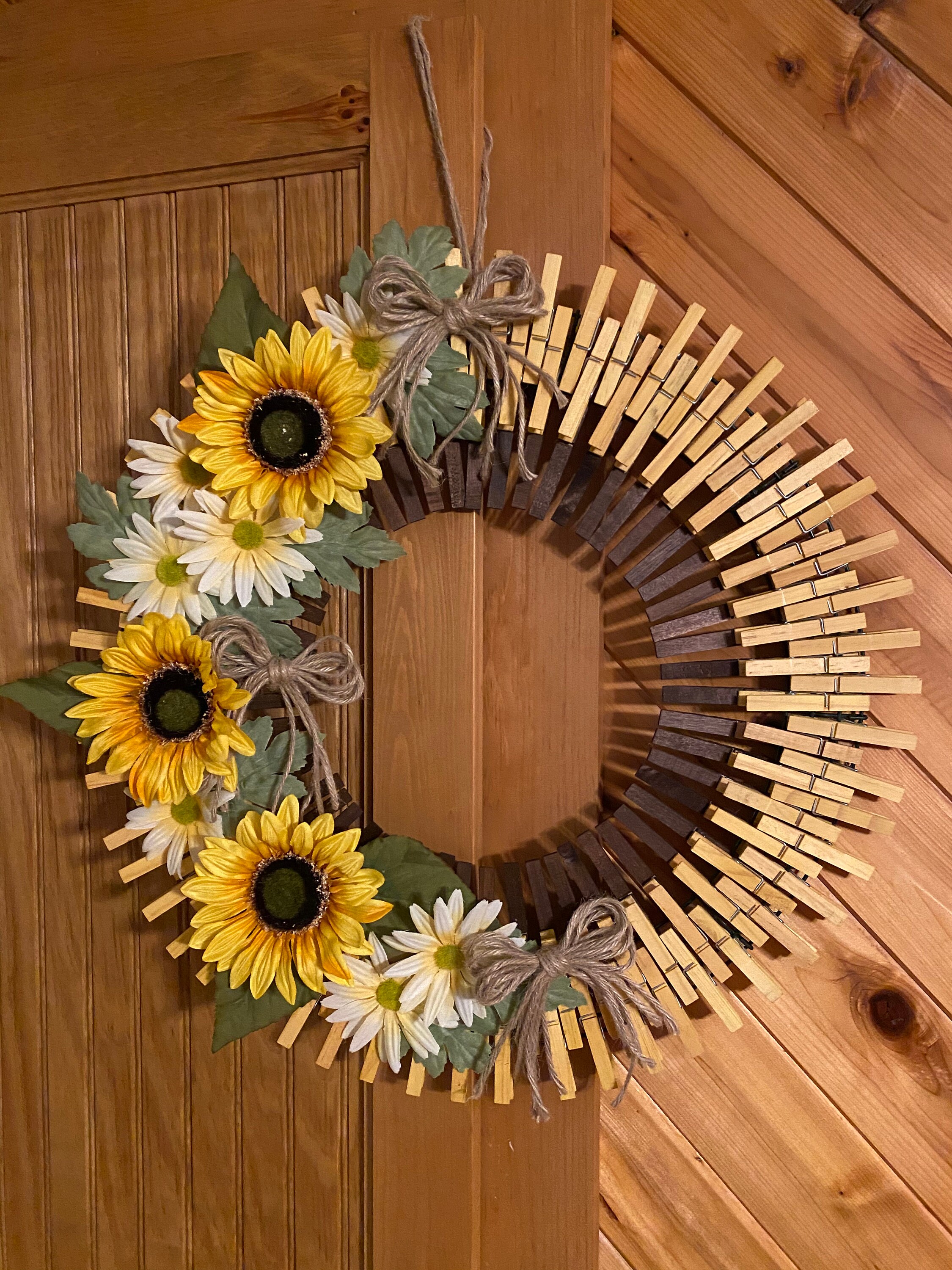 Sunflower Clothespin Wreath Etsy