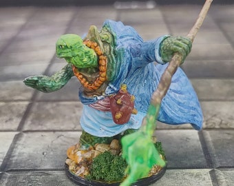 Hand Painted Tortle Druid Monk Miniature - Fantasy Tabletop RPG