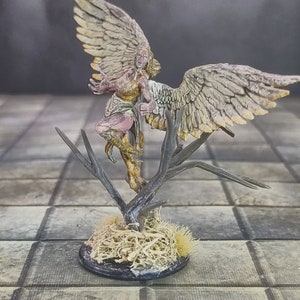 Harpy Monster Hand Painted Custom Base and Stand Posed Flying from Nest for Tabletop Fantasy Games DnD Pathfinder