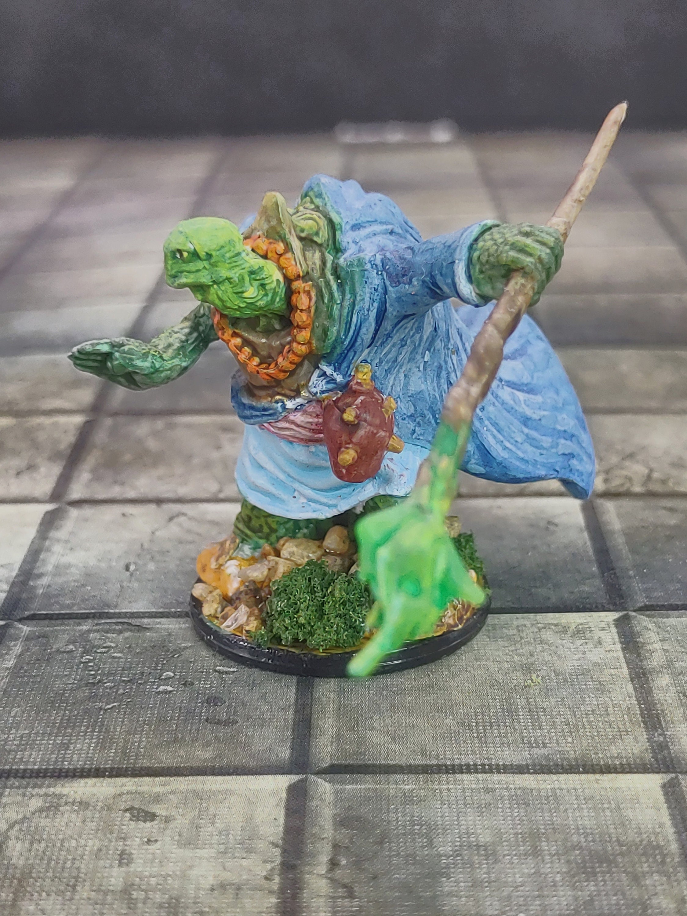 Hand Painted Tortle Druid Monk Miniature - Fantasy Tabletop RPG
