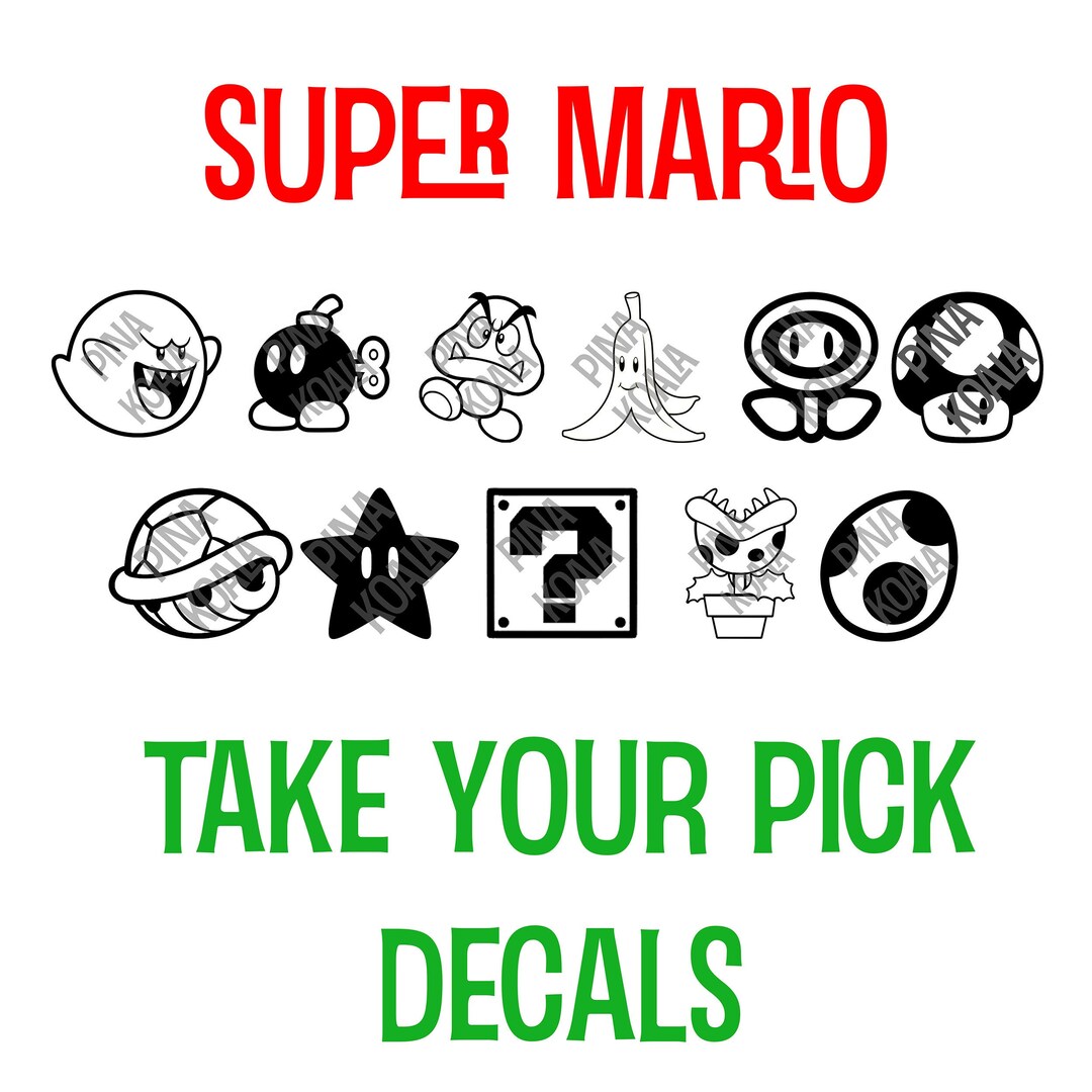 Super Mario Vinyl Decals Etsy