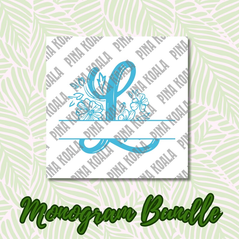 BLUE Floral Monogram Bundle Blank Name Slot Etsy