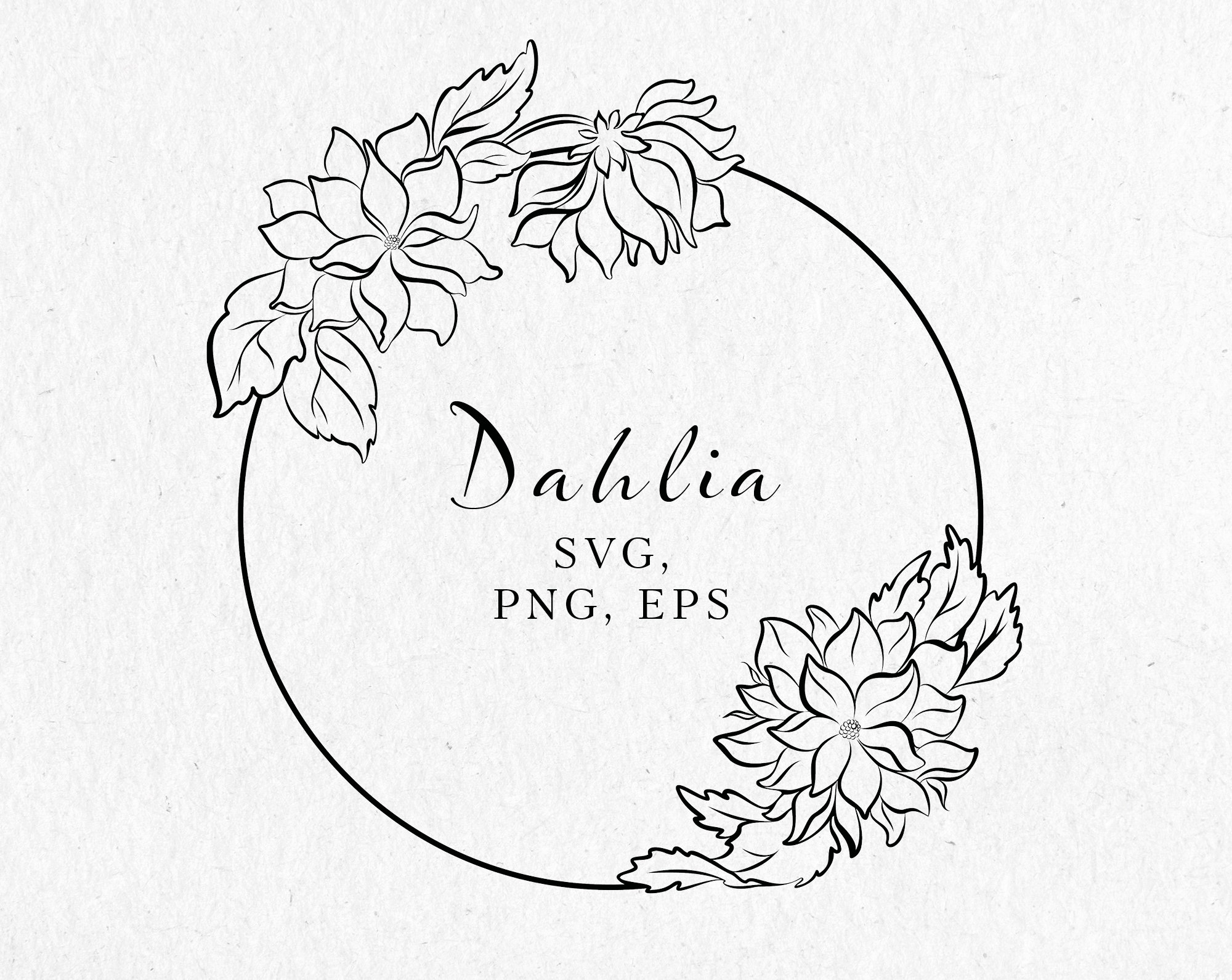 Dahlia svg and floral wreath svg Dahlia clip art with floral | Etsy