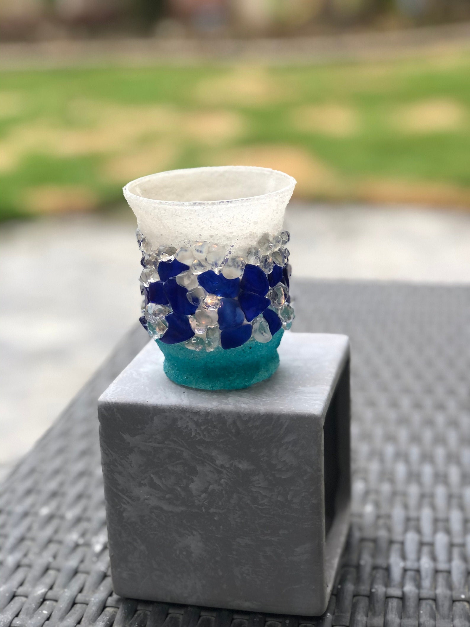 Sea Glass Candle Holder or Vase Etsy