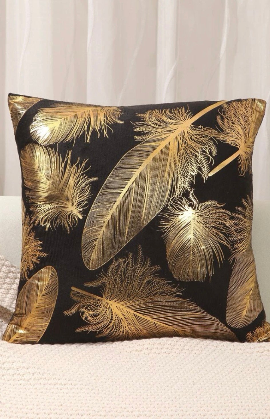 Black Gold Feather Cushion & Inner Pad Incl Etsy Australia