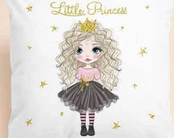 Little Princess Cushion Cover & Inner Pad Square 45 x 45 cm Princess Girls Throw Cushion