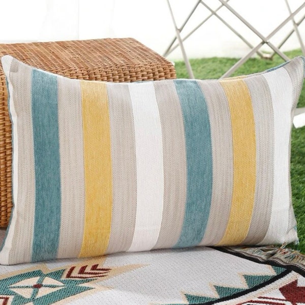 Waterproof Outdoor Striped Rectangular Cushion & Inner Pad incl