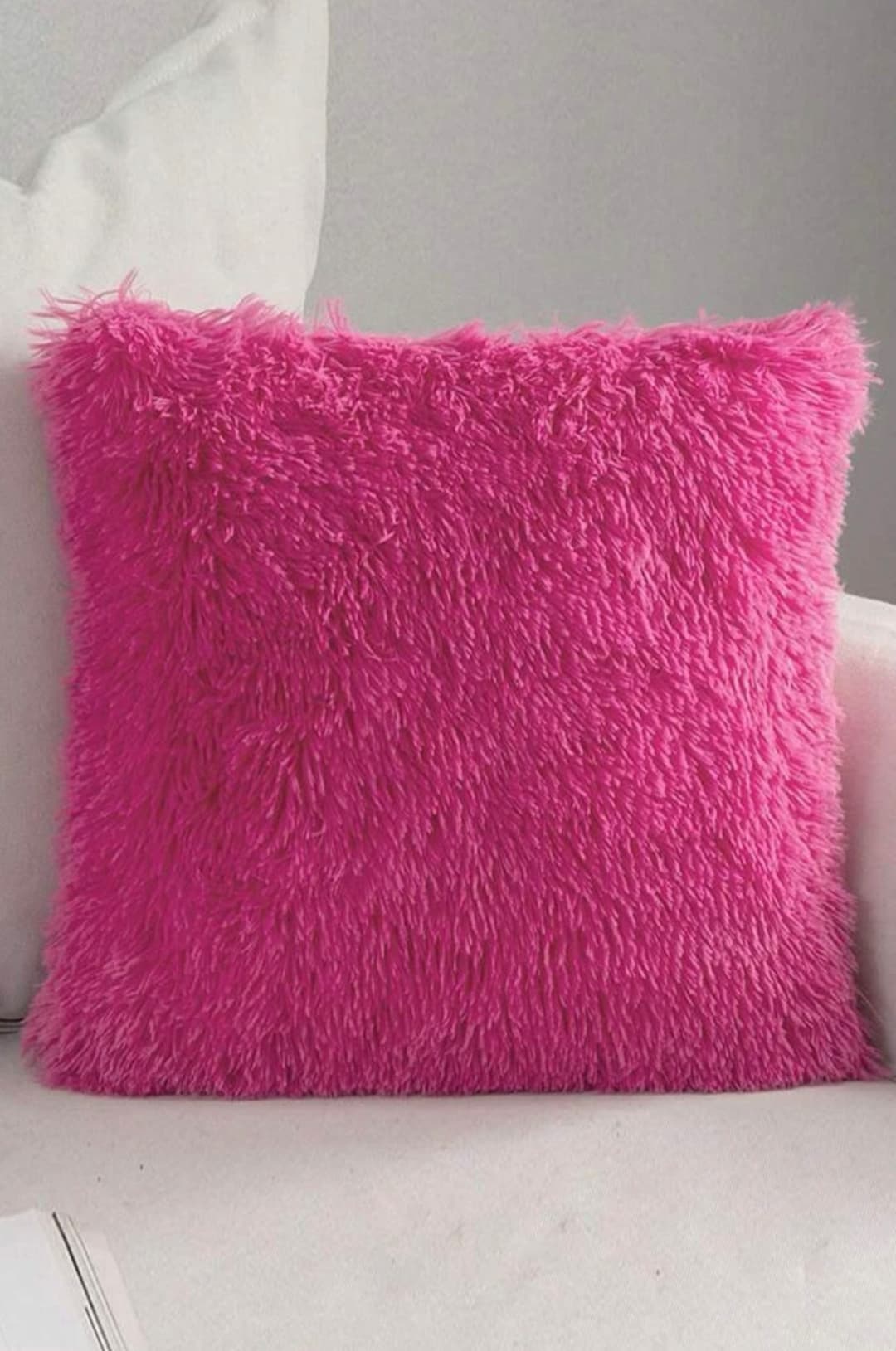 Vibrant Pink Fluffy Cushion With Inner Pad Included 45 X 45 Cm Etsy UK