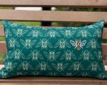 Outdoor Waterproof Rectangular Bee Green Cushion & Inner pad included 30 x 50 cm