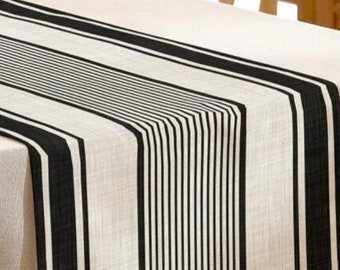 Table Runner Black & White Striped 33 cm x 183 cm