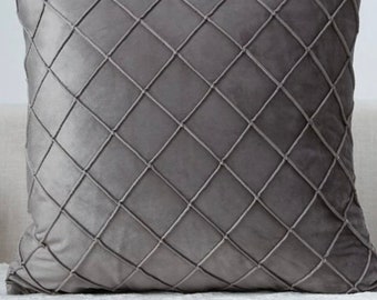 Coussin et coussin intérieur à carreaux gris 45 x 45 cm