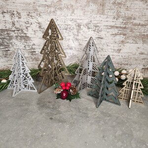 Patterned Trees, Set of 5, Christmas Décor, Cabin Décor, Tabletop, Mantel, Bookshelf, READY TO SHIP