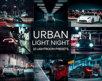 Könnte beinhalten: Eine Sammlung von 10 Lightroom-Presets zum Bearbeiten von Fotos mit einem urbanen Nachtthema. Die Presets wurden entwickelt, um die Farben und den Kontrast von Fotos zu verbessern, die in Städten bei Nacht aufgenommen wurden, und so einen stimmungsvollen und atmosphärischen Look zu erzeugen. Die Presets sind mit Lightroom Classic und Lightroom CC kompatibel.