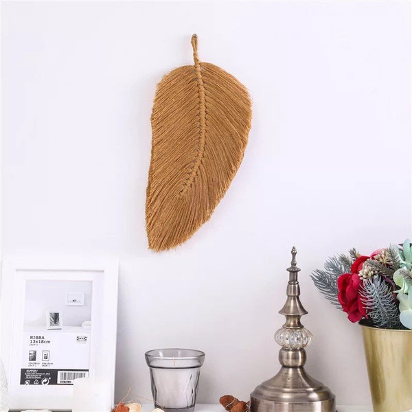 Decorative Leaf Wall Hanging | Macrame Feather | Boho Plant Wall | Gifts Under 20 | Macrame Leaf