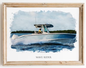 Aangepaste aquarel bootportret: gepersonaliseerde bootkunstafdruk