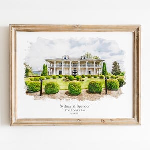Personalised Watercolor Wedding Venue Art Print, Wedding Venue Illustration & Portrait, Bespoke Wedding Gift, Venue Sketch, Gift for Bride