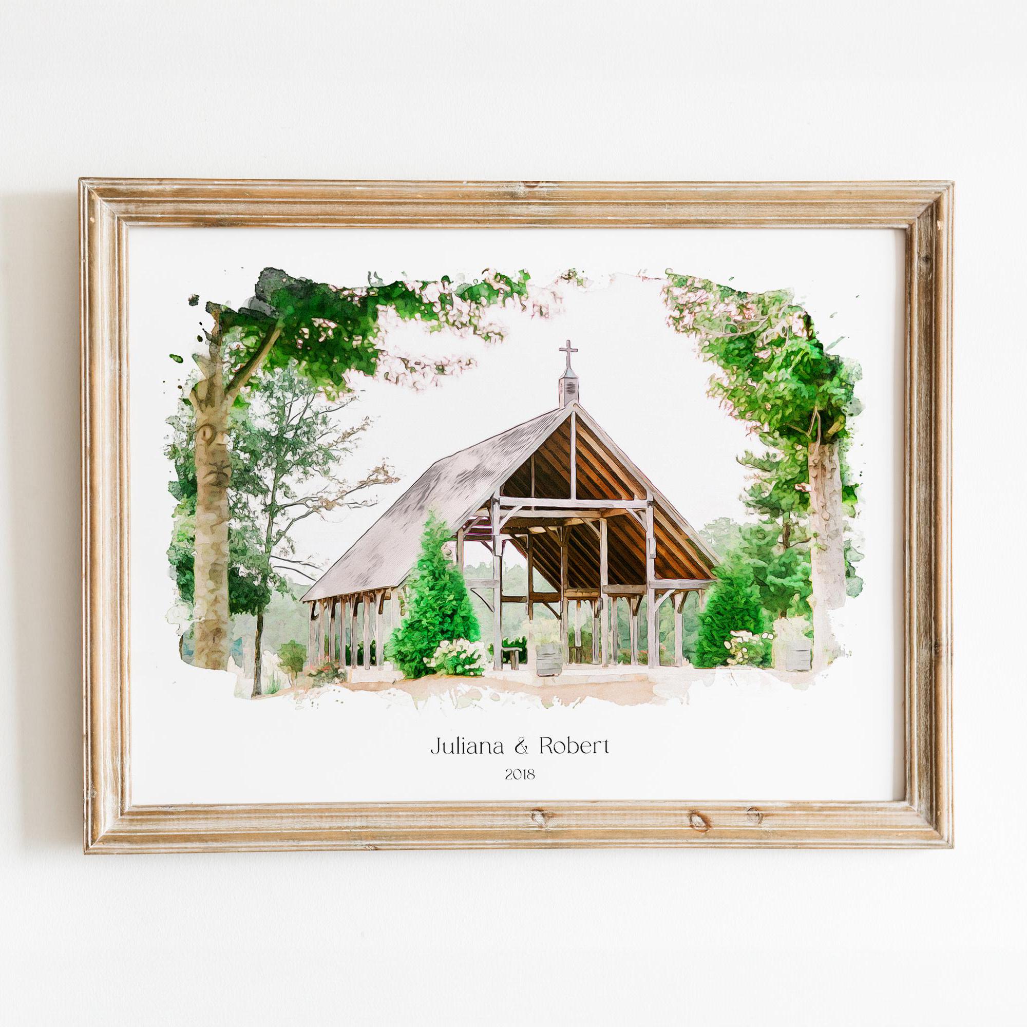Wedding Venue Painting, Custom Watercolor Wedding Venue Print, 1st ...