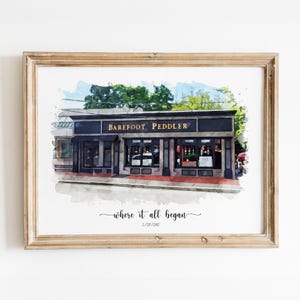 Custom Where We Met, aquarel eerste date schilderij, jubileumcadeau voor hem, waar het allemaal begon, 2-jarig jubileum, cadeaus voor vriendin