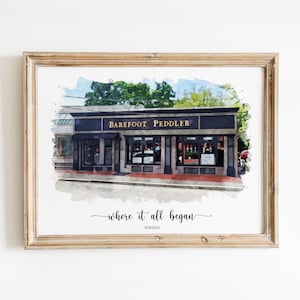 Cadeau d'anniversaire pour lui, personnalisé là où nous nous sommes rencontrés, cadeau de Saint-Valentin, aquarelle premier rendez-vous, où tout a commencé, cadeaux de fiançailles