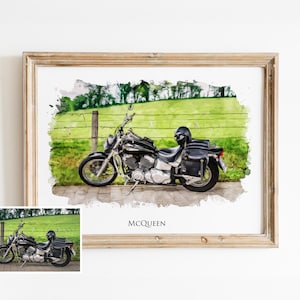 Custom Motorcycle Painting, Motorcycle Print, Motorcycle Gifts, Motorcycle Portrait from Photo, Gift for Him, Gift for Dad, Biker Gifts