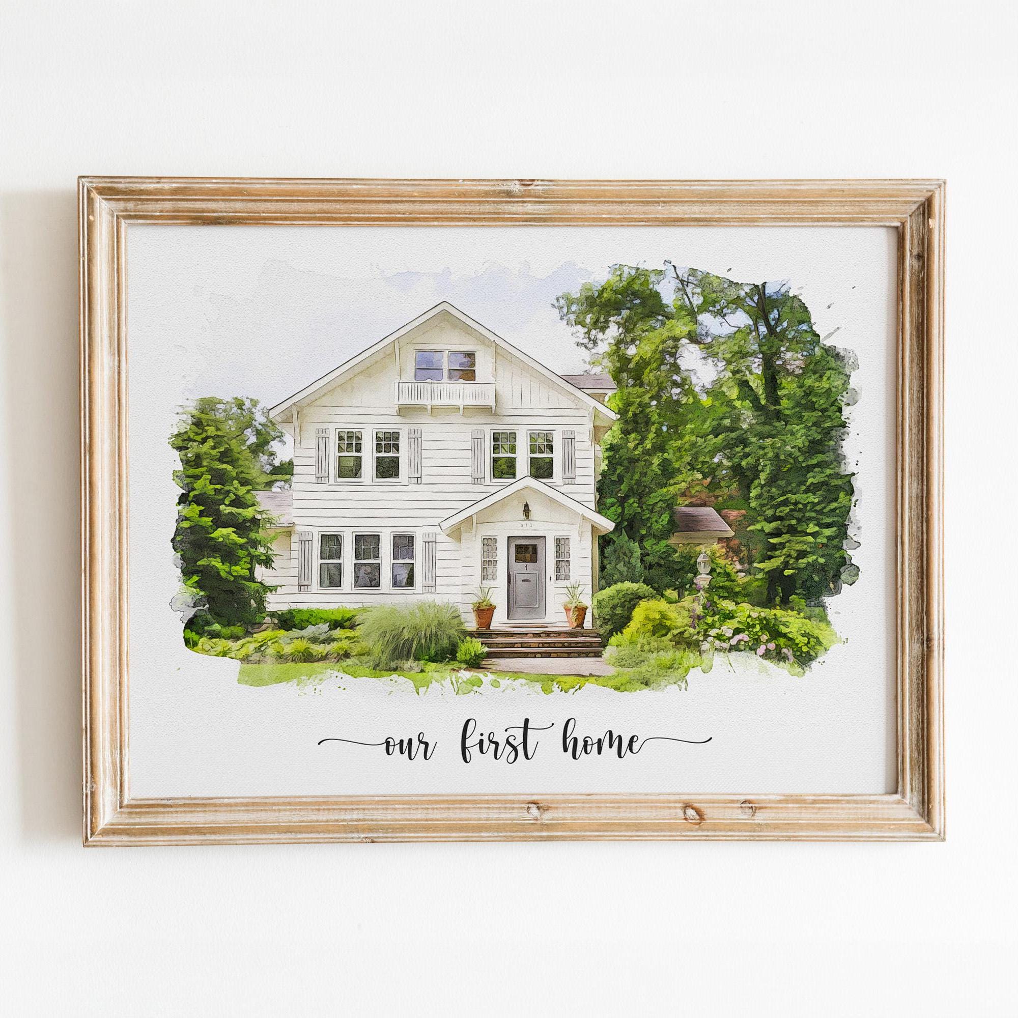 Custom Watercolor House Portrait: First Home Gift - Etsy