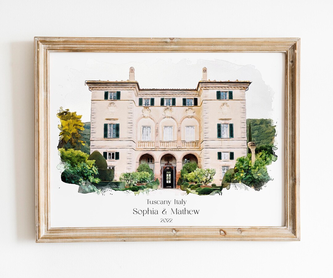 Watercolor Wedding Venue Painting, Custom Wedding Venue Illustration ...