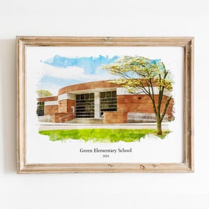 Custom School Painting, Principal Gift, College Graduation, Class Reunion, Graduation Gift, Teacher Appreciation, Retirement Gift, Photo
