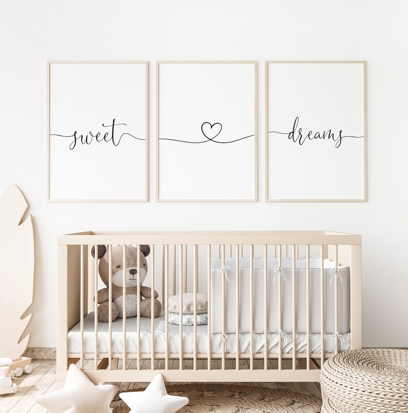 Sweet Dreams Printable Set of 3 Wall Art Sweet Dreams Wall Etsy