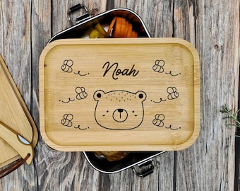 Personalized Children's Lunchbox | Kindergarten School | Personalized Gift for Boys and Girls | Kitchen Lunchbox Snack Box Bread Box