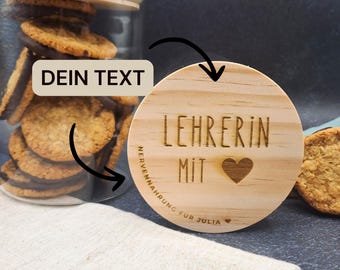 Teacher&#39;s storage jar with heart | Personalized 700ml glass | Gift idea for school, educator, or kindergarten | Borosilicate glass with wooden lid