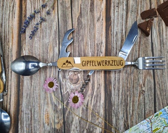 Campingbesteck Gipfelwerkzeug Multifunktion | Berge | Wandern | Geschenkidee | Geburtstagsgeschenk | Geschenkset | Küche | Personalisiertes