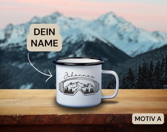 Ski goggles winter sports | Personalized Mug Mountains | Ski Après-Ski Winter | Hiking | Enamel Vintage Mug | Gift set | coffee pot