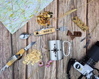 Coffret cadeau camping | Couverts de camping | tasse | montagnes | Randonnée | Couverts de camping | Camping | Bushcraft | Survie | Camping